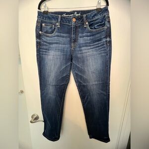 AE Blue Slouchy Jeans with Faded Effect